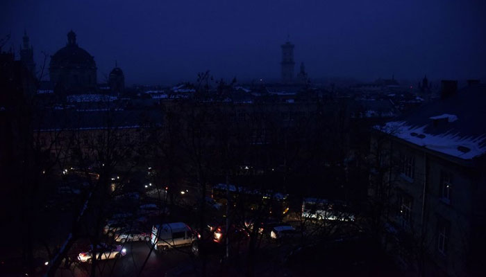 A view shows the city centre without electricity after critical civil infrastructure was hit by Russian missile attacks, amid Russias invasion of Ukraine, in Lviv, Ukraine November 23, 2022. — Reuters