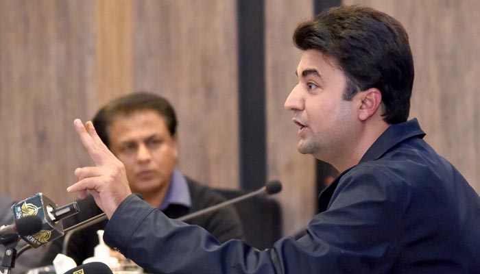 PTI leader and former minister of communications Murad Saeed addresses a press conference in Islamabad. — PID