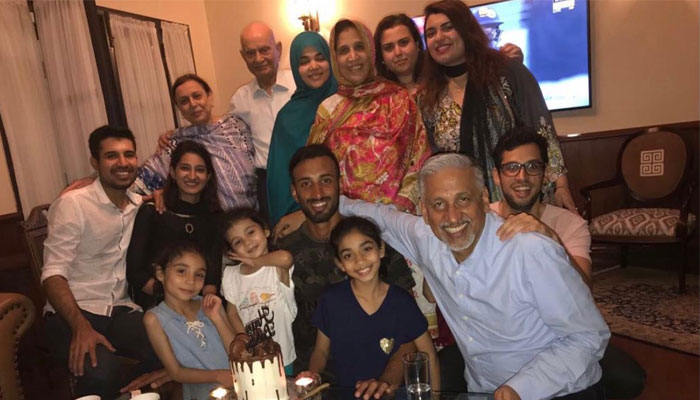 Shan Masood seen in a group photo with his family. — Geo.tv/File
