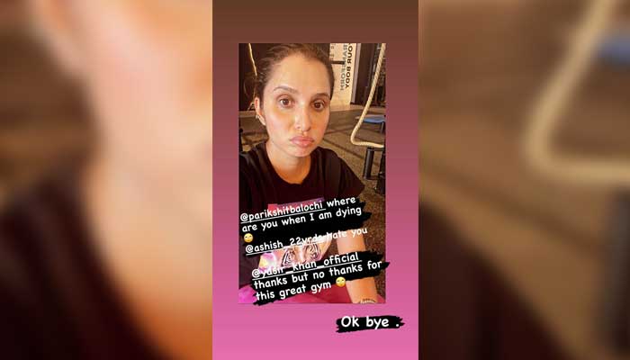 Sania Mirza shares an Instagram story post-workout. — Instagram/@mirzasaniar