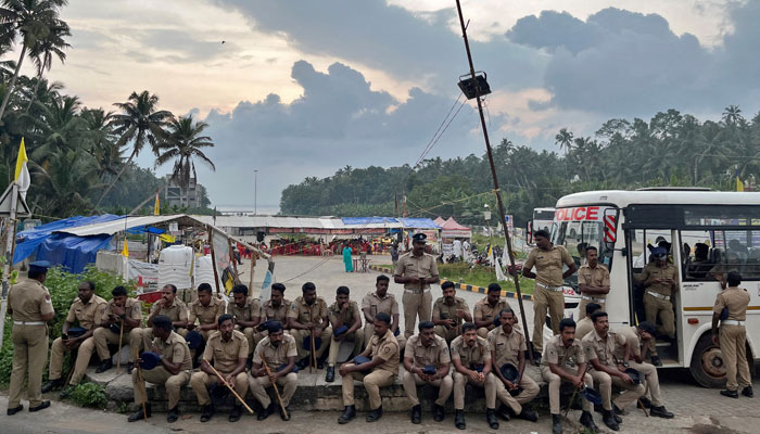 Police officers are deployed as fishermen protest near the entrance of the proposed Vizhinjam Port in the southern state of Kerala, India, November 9, 2022. — Reuters/File