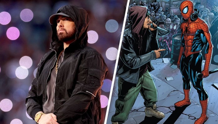 Eminem faces off Spider-Man on Marvels comic book cover