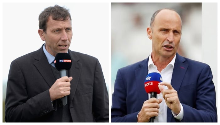 Former English players Michael Atherton and Nasser Hussain.