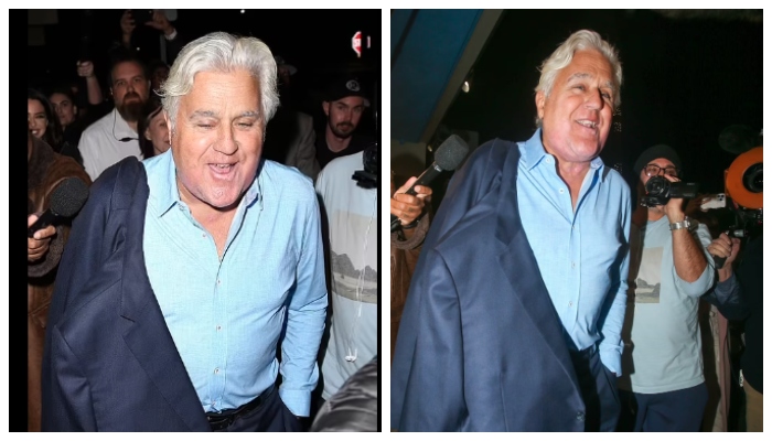 Comedian Jay Leno looks in good spirits after fiery accident