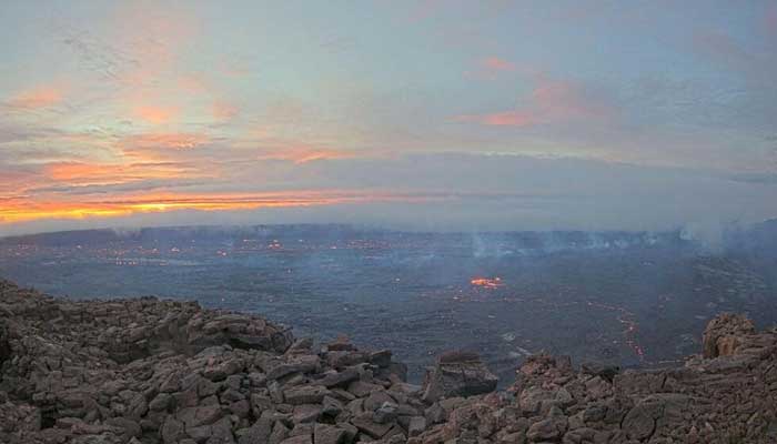 Lava is seen at Mauna Loas summit region during an eruption as viewed by a remote camera of the U.S. Geological Survey in Hawaii, U.S. November 28, 2022. — Reuters