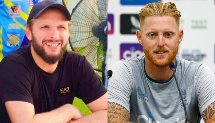 Pakistans former all-rounder Shahid Afridi (L) and Englands skipper Ben Stokes. — Twitter/@SAfridiOfficial/Reuters