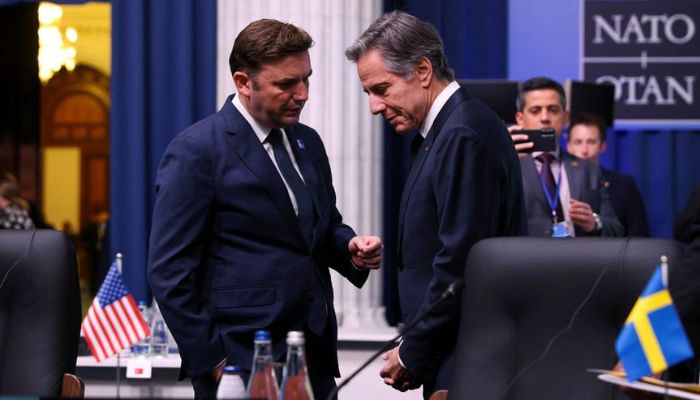 U.S Secretary of State Antony Blinken attends the Foreign Ministers of Partners at Risk of Russian Disinformation and Destabilization session at the NATO foreign ministers meeting in Bucharest, Romania, November 30, 2022.— Reuters