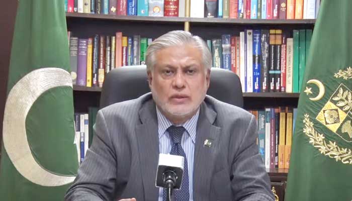 Minister for Finance and Revenue Senator Muhammad Ishaq Dar addresses a press conference in Islamabad, on November 30, 2022. — YouTube/PTVNewsLive