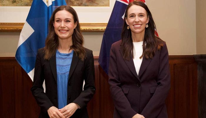 Finland Prime Minister Sanna Marin (L) and New Zealand Prime Minister Jacina Ardern. — Twitter