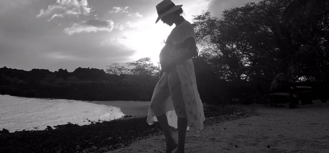 Meghan Markle shows off black-and-white pregnancy photo with Lilibet
