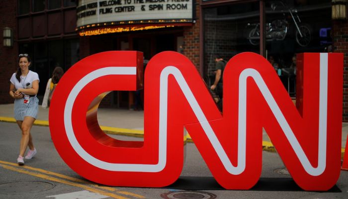 The CNN logo stands outside the venue of the second Democratic 2020 U.S. presidential candidates debate, in the Fox Theater in Detroit, Michigan, U.S., July 30, 2019.— Reuters