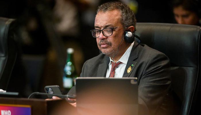 World Health Organisation Director-General Tedros Adhanom Ghebreyesus attends a working session on energy and food security during the G20 Summit in Nusa Dua on the Indonesian resort island of Bali on November 15, 2022