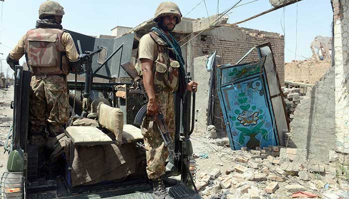 Pakistani soldiers patrol amid a military operation against TTP militants in Miranshah in North Waziristan on July 9, 2014. — AFP/File