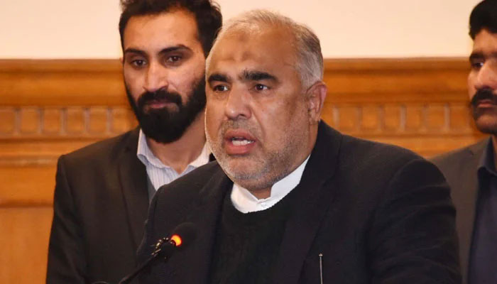 Ex-National Assembly Speaker Asad Qaiser speaking Photo— Asad Qaiser Twitter