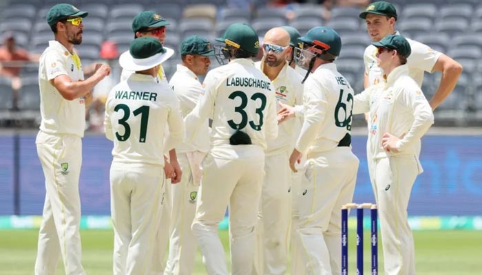 Australian cricket team players at Perth Stadium in Australia on December 4, 2022. — AFP