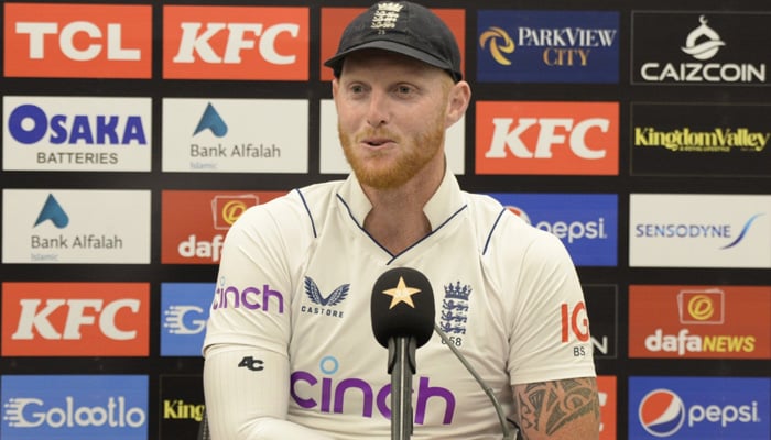 England captain Ben Stokes addresses a press conference at the Rawalpindi Cricket Stadium on December 5, 2022. — Twitter/TheRealPCB