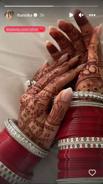 Hansika Motwani gives sneak peak into bridal preps, shows mehendi hands: Pic