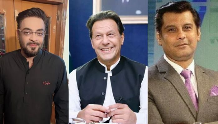 (L to R) Late TV host Aamir Liaquat, PTI chief Imran Khan, and Journalist Arshad Sharif.— Instagram/@iamaamirliqauat, Instagram/@imrankhan.pti, Facebook/Arshad Sharif