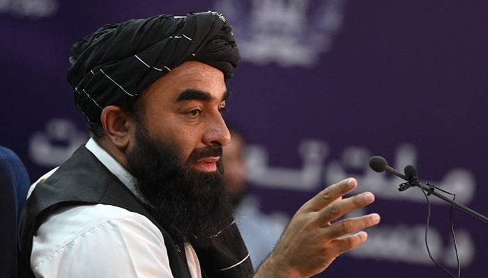Taliban spokesman Zabihullah Mujahid speaks during a press conference in Kabul on September 6, 2021. — AFP/File