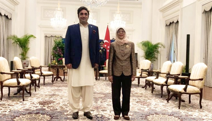 Foreign Minister Bilawal Bhutto-Zardari calls on President of Singapore Halimah Yacob. —Foreign Office