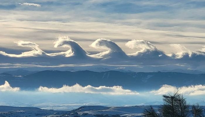 The city of Sheridan could see the wavy phenomena above the top of the Bighorn Mountains. —Twitter/@GVitkosPress