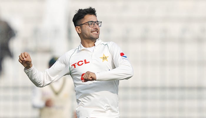 Cricket - Second Test - Pakistan v England - Multan International Cricket Stadium, Multan, Pakistan - December 9, 2022. Pakistans Abrar Ahmed celebrates after taking the wicket of Englands Ben Stokes. — Reuters