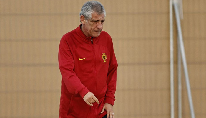 Soccer Football - FIFA World Cup Qatar 2022 - Portugal Training - Al Shahaniya SC Training Facilities, Al-Shahaniya, Qatar - December 9, 2022 Portugal coach Fernando Santos during training. — Reuters