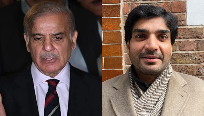 Prime Minister Shehbaz Sharif (left) and his son-in-law, Imran Ali Yousaf. — AFP/Photo by author/File
