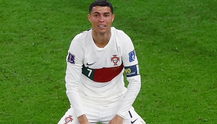 Soccer Football - FIFA World Cup Qatar 2022 - Quarter Final - Morocco v Portugal - Al Thumama Stadium, Doha, Qatar - December 10, 2022 Portugals Cristiano Ronaldo reacts. — Reuters