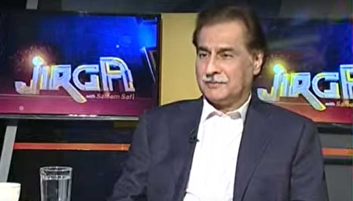 Minister for Economic Affairs Sardar Ayaz Sadiq speaks during an interview in Geo News programme Jirga on December 11, 2021. — Screengrab/YouTube/Geo News