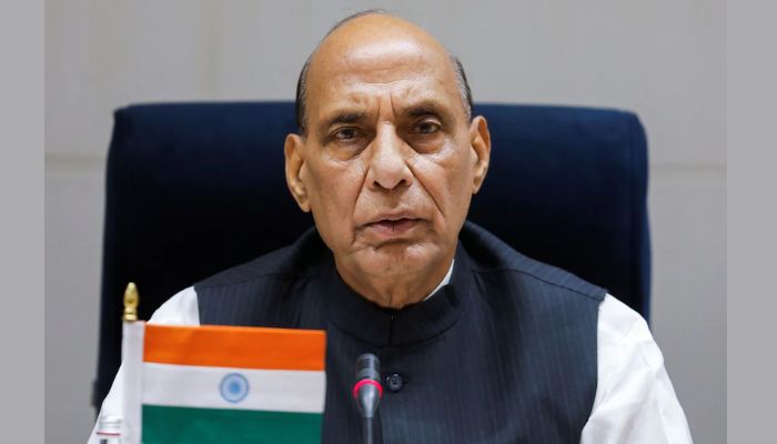 Indias Defence Minister Rajnath Singh speaks during a joint statement with U.S. Secretary of Defense Lloyd Austin (not pictured) following their meeting in New Delhi, India, March 20, 2021.— Reuters