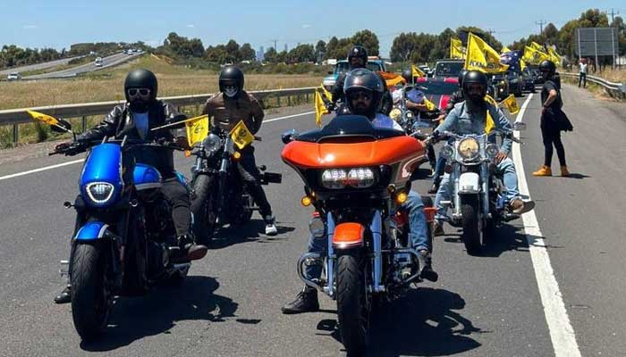 Hundreds of heavy bikers led the Australian Sikh Genocide Referendum car rally. — Photo by author