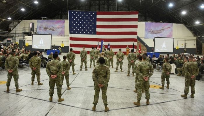 Soldiers attend the activation ceremony for a space-monitoring organisation - United States Space Forces Korea, set up aiming to keep an eye on North Koreas nuclear and missile activities, on December 14, 2022 in Pyeongtaek, South Korea.— Reuters