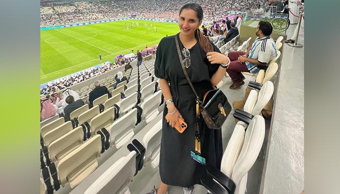 Indian tennis player Sania Mirza posing at Lusail Stadium, Qatar on December 14, 2022. — Instagram/mirzasaniar