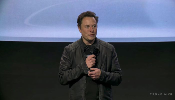 Tesla Chief Executive Elon Musk speaks during the live-streamed unveiling of the Tesla Semi electric truck, in Nevada, U.S. December 1, 2022, in this still image taken from video.— Reuters