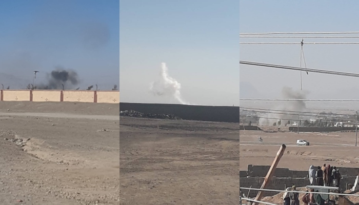 Smoke rising from the border after firing from Afghan side. — Reporter