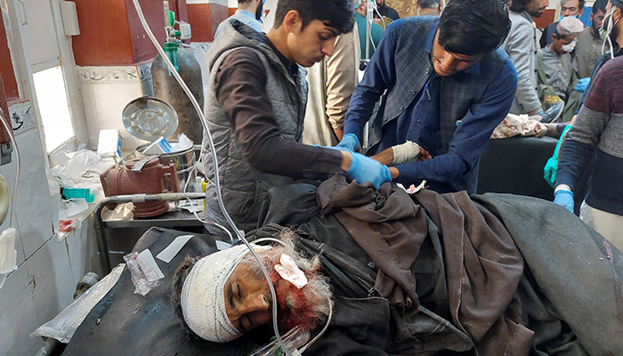 A man injured during cross-border shelling and gunfire, receives first aid at a hospital in the Pakistan-Afghanistan border town of Chaman, Pakistan December 15, 2022. — Reuters