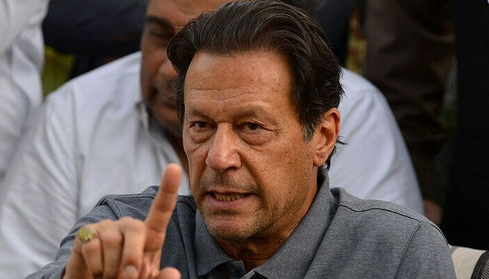 Pakistan Tehreek-e-Insaf Chairman Imran Khan addresses a press conference at his Bani Gala residence in Islamabad in this undated photo. — AFP/File