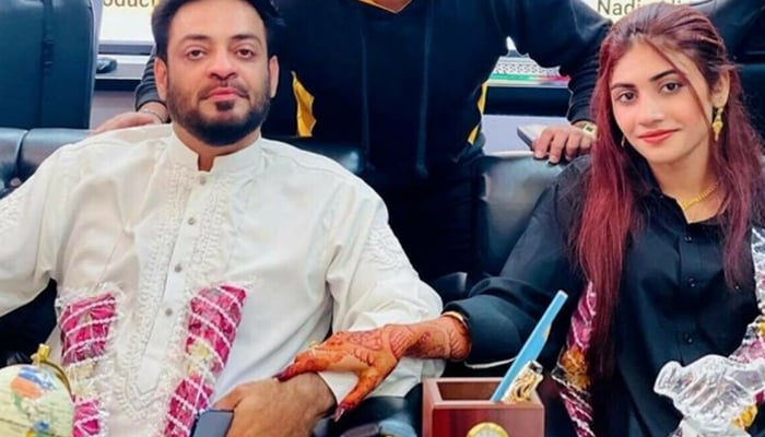 Deceased MNA Aamir Liaquat and his third wife Dania Shah. — Twitter/File