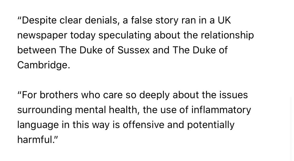 Text of the letter which Prince Harry called a lie royal family told to protect William