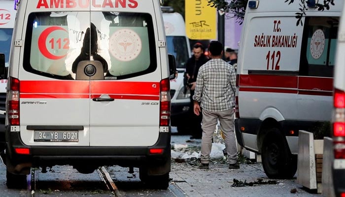 Ambulances and police respond to the scene in a bustling part of Istanbul. — Reuters/File