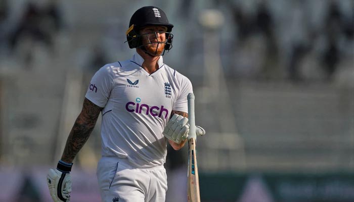 Englands captain Ben Stokes walks off the field after his dismissal at Multan International Cricket Stadium, Multan, Pakistan on December 11, 2022. — Reuters