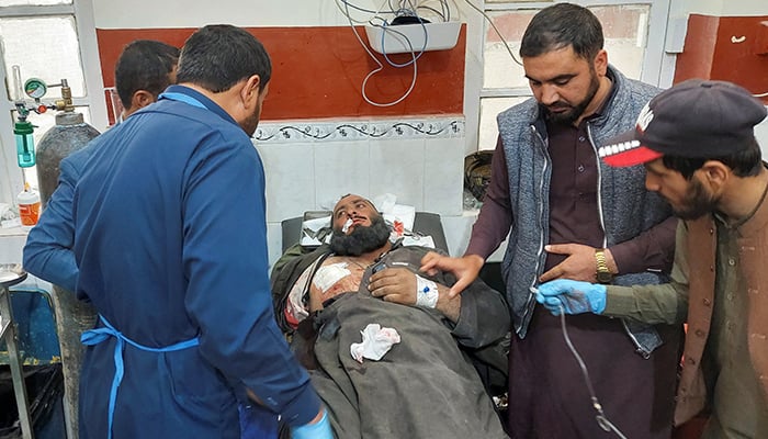 A man injured during cross-border shelling and gunfire, receives first aid at a hospital in the Pakistan-Afghanistan border town of Chaman, Pakistan December 15, 2022. — Reuters