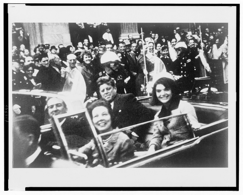 Former US President John F. Kennedy (C), first lady Jacqueline Kennedy (R) and Texas Governor John Connally (L) and his wife are pictured riding in the presidential motorcade moments before Kennedy was shot in Dallas,Texas, in this handout image taken on November 22, 1963.— Reuters