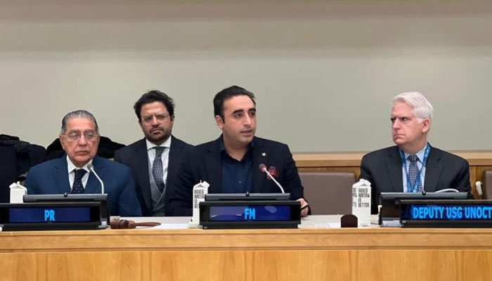 Foreign Minister Bilawal Bhutto-Zardari addresses an event to commemorate the 8th anniversary of the terrorist attack on Army Public School in Peshawar. — APP