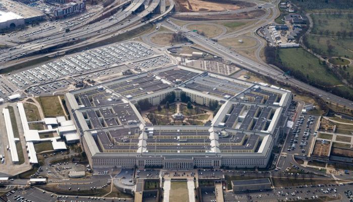 The Pentagon is seen from the air in Washington, US, March 3, 2022, more than a week after Russia invaded Ukraine.— Reuters