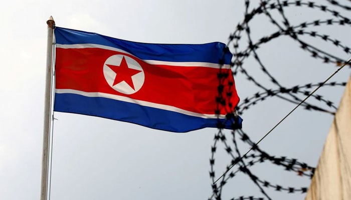A North Korea flag flutters next to concertina wire at the North Korean embassy in Kuala Lumpur, Malaysia March 9, 2017. — Reuters