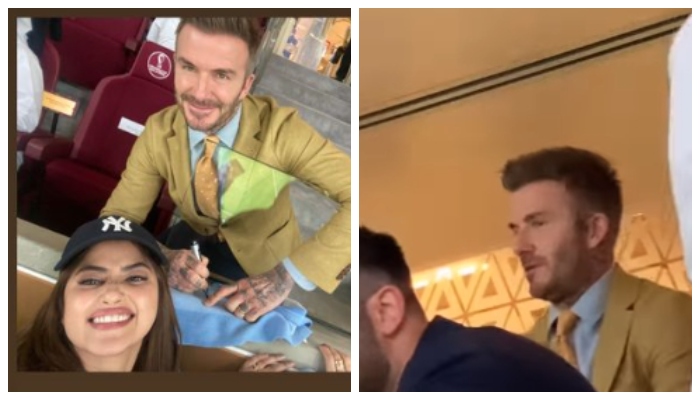 Sajal Aly berpose dengan David Beckham di FIFA Worldcup Finale, fotonya menjadi viral