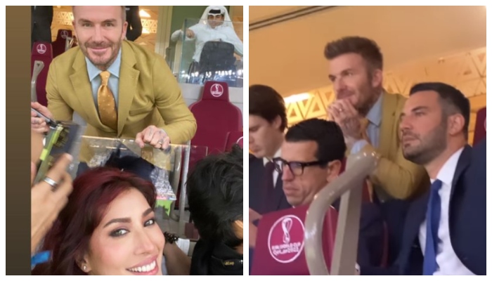 FIFA Worldcup Finale: Mehwish Hayat has a fan moment with David Beckham
