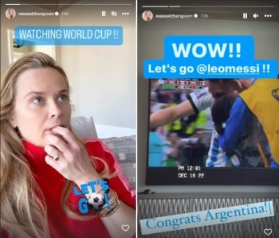 Ashton Kutcher, Reese Witherspoon celebrate Argentina victory in World Cup 2022